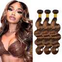 Highlight Brown Bundles Human Hair P430 Body Wave 3 Bundles 20 22 24 Inch Unprocessed Virgin Remy #4 Brown Body Wave Bundle Human Hair Extensions
