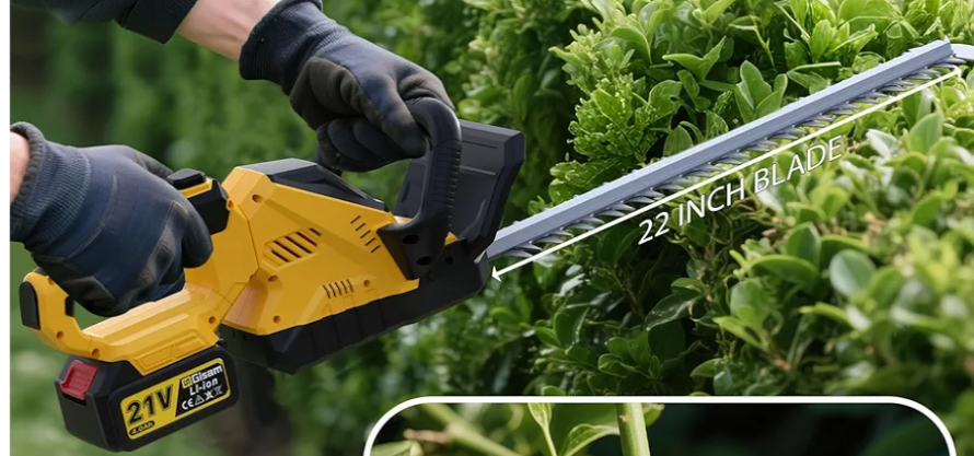 22''Hedge Trimmer Cordless,21V Electric Handheld Bush Clipper ,3200RPM 180°Rotatable Head,3/4''Blade Gap,Lightweight & Compact Trimmer