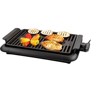 OVENTE Electric Indoor Grill with 15x10 Inch Non-Stick Cooking Surface, 1200W Fast Heat Up Power, Adjustable Temperature, Removable and Dishwasher Safe Grilling Plate and Drip Tray, Black GD1510NLB