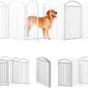 SNUOWU 6 Panels Full Matel Freestanding Dog Gates with Door, 144"Extra Wide 36"Tall Free Standing Dog Pet Gate for Indoor & Outdoor. Foldable Pet Fences for Doorways, House, Stairs, Porch, Deck, Yard