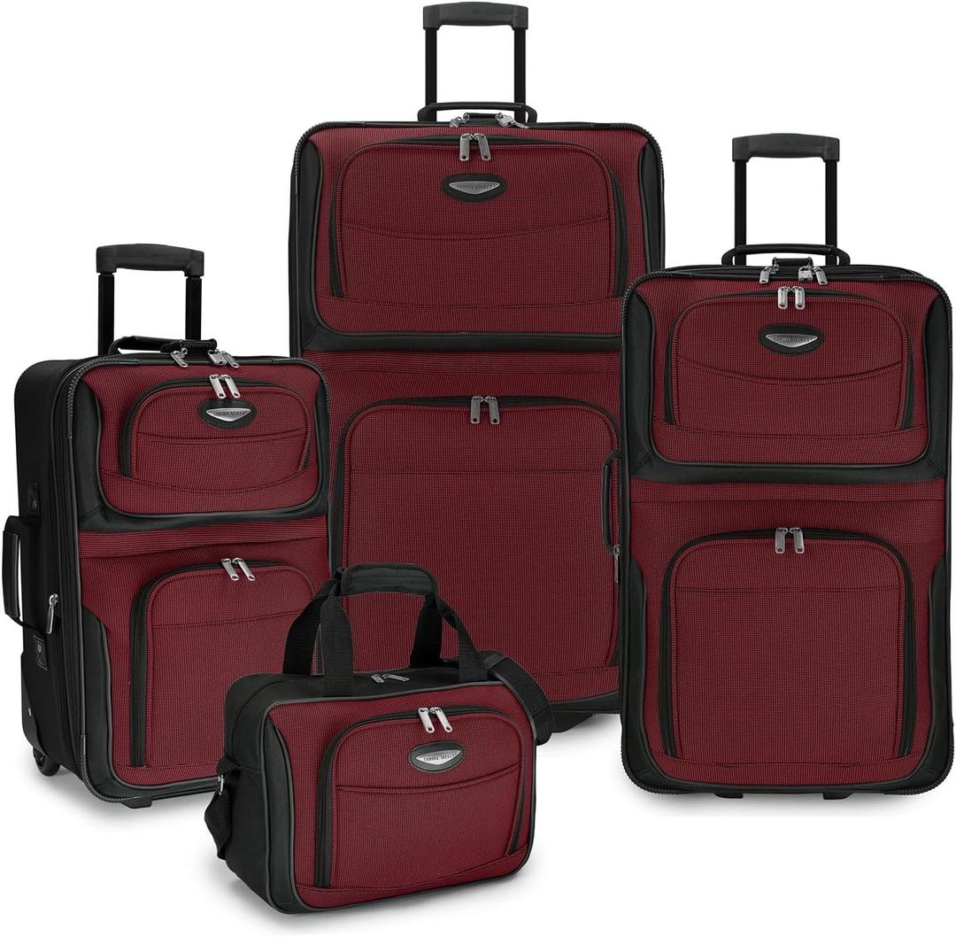 Travel Select Amsterdam Expandable Softside Rolling Upright Luggage, Burgundy, 4 Piece Set