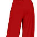 XXTAXN Women's Caual Fashion Crew Neck Short Sleeve Ruched Waist Backless Tie Wide Leg Long Pant One Piece Jumpsuit (Red, L)