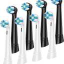 8 Pack Replacement Heads Compatible with Oral B iO, Toothbrush Heads Compatible with iO 2/3/4/5/6/7/8/9/10 Series Electric Toothbrush, Black/White