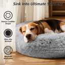 JOLLYVOGUE Calming Dog Beds Large Sized Dog, 36in Donut Washable Large Pet Bed, Anti-Slip & Anti-Anxiety Fluffy Faux Fur Round Dogs Bed, Fits up to 80 lbs Pets (Smoke Grey)