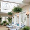 Fake Ferns Hanging Baskets,2PCS Artificial Hanging Plants Outdoor, 2 Hanging Planters with 24 Pcs Fake Ferns for Indoor Outside Decorations for Front Porch Garden Balcony Patio Home Decor (2, Green)