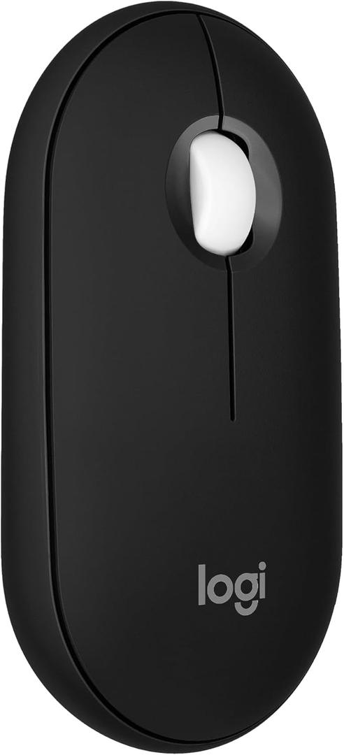 Logitech Pebble Mouse 2 M350s Slim Bluetooth Wireless Mouse, Portable, Lightweight, Customizable Button, Quiet Clicks, Easy-Switch for Windows, macOS, iPadOS, Android, Chrome OS - Black (One Size)