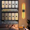 CLY Battery Operated Wall Sconces Set of 2, 10000mAh Rechargeable Wireless Wall Lights with Remote, 6 Color Temp Dimmable 350 Rotate Wireless Wall Scone Decor for Mirror Bedroom Living Room 28 Inch