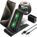 HATALKIN 3 in 1 Wireless Charging Station Compatible for Apple Products Multiple Devices Charger for Apple Watch Ultra 11 10 9 8 7 SE AirPods Pro iPhone 17 16 15 14 13 Pro Max/ X/ XS Fast Charger Stand