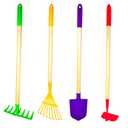 JustForKids Kids Garden Tool Set Toy Rake Spade Hoe and Leaf Rake