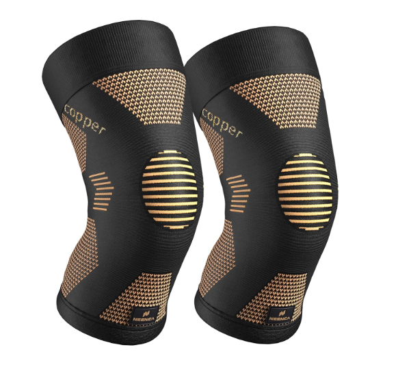 NEENCA Copper Knee Brace for Women and Men, Knee Compression Sleeve for Knee Pain, Arthritis, ACL, Meniscus Tear, Joint Pain Relief, Knee Support for Running, Working Out, Fitness, Weightlifting -Pair, Size: L