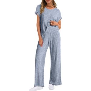 ANRABESS Lounge Sets For Women Summer Rib Knit 2 Piece Pajama Sets 2026 Casual Spring Beach Vacation Outfits Airport Clothes size L