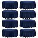 8 Pack Premium Round Tablecloth 120 Inch Round Table Covers Washable Polyester Fabric Round Table Clothes for Wedding Party Reception Banquet Buffet Restaurant (Navy Blue, 120 Inch)