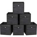 Homyfort Fabric Cube Storage Organizer Bins, 12x12 Inch Black Wood Grain Printing Storage Cubes, Closet Cloth Baskets Box For Shelves, Set of 6
