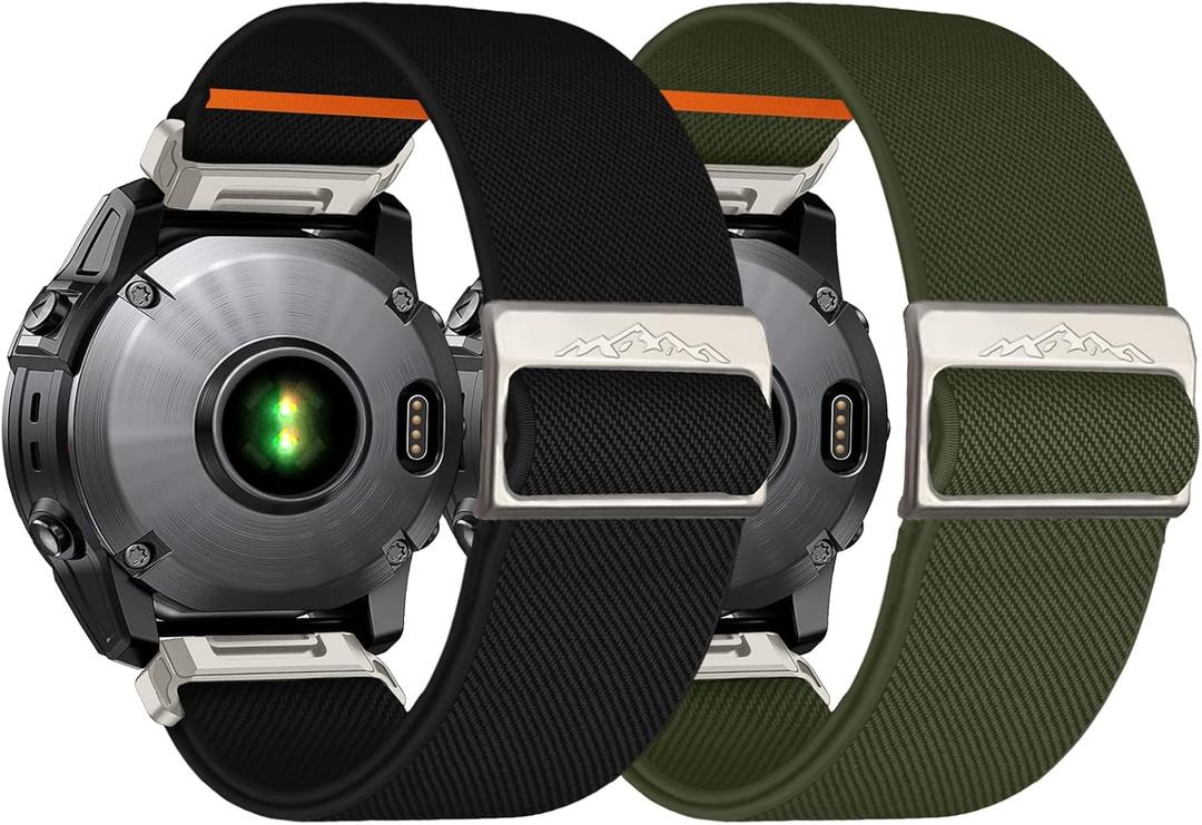 26mm Nylon Stretchy Band for Garmin Fenix 6x/5x/7x Band, Soft Adjustable Smartwatch Bands for Garmin Fenix 5X Plus, Fenix 6X Pro,Fenix 3,Fenix 3 HR, Descent MK1/Mk2/ Mk2S,Enduro/Enduro 2