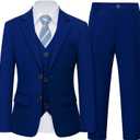 YND Boys Formal Slim Fit, 5-Piece Suits for Kids, Jacket Vest Pants Shirt and Tie for Wedding Prom (12 Years, Sapphire)