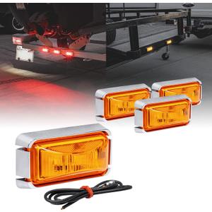 TRUE MODS 4pc 2.5" Amber LED Trailer Marker Light w/Chrome Bezel [DOT FMVSS 108] [SAE P2PC] [Surface Mount] [Waterproof IP67] Side Marker Lights for Trailer Truck (4 Pack)