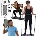 EVO Gym - Portable Home Gym Strength Training Equipment, at Home Gym | All in One Gym - Resistance Bands, Base Holds Gym Bar & Handles for Travel | Portable Gym & Home Exercise Equipment