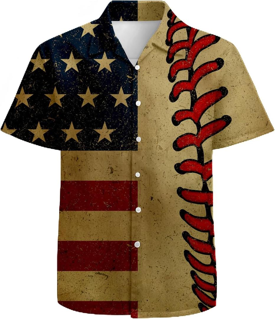 Mens Funny Hawaiian Shirts 3D Graphic Button Down Short Sleeve Tropical Holiday Beach Aloha Shirt (M)