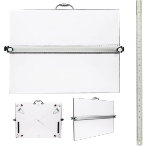 Portable Drafting Board, 18"X24" Professional Architecture Drafting Board, Tabletop Drawing Board with Ruler & Parallel Bar, Drafting Tools for Architects, Artists, Engineers, and Designers