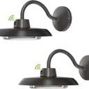 35W LED Gooseneck Barn Light 8 Inch Outdoor Farmhouse Wall Light with Dusk to Dawn Photocell Pole/Wall Mounted Area Light for Barn Garage Yard Warehouse 120VAC 4000K 3100LM UL Listed Dark Bronze 2PK