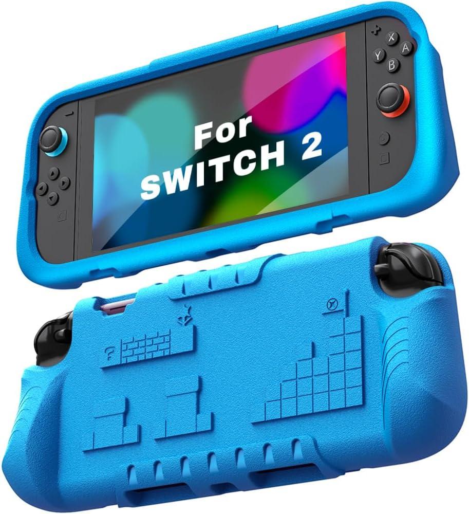 Kids Case for Nintendo Switch 2 with Game Card Slots,Kid Friendly Ultra-Light Anti-Fall & Shockproof EVA Switch 2nd Protection Cover with Ergonomic Grip, Durable Gaming Protective Shell for Teens (Blue)