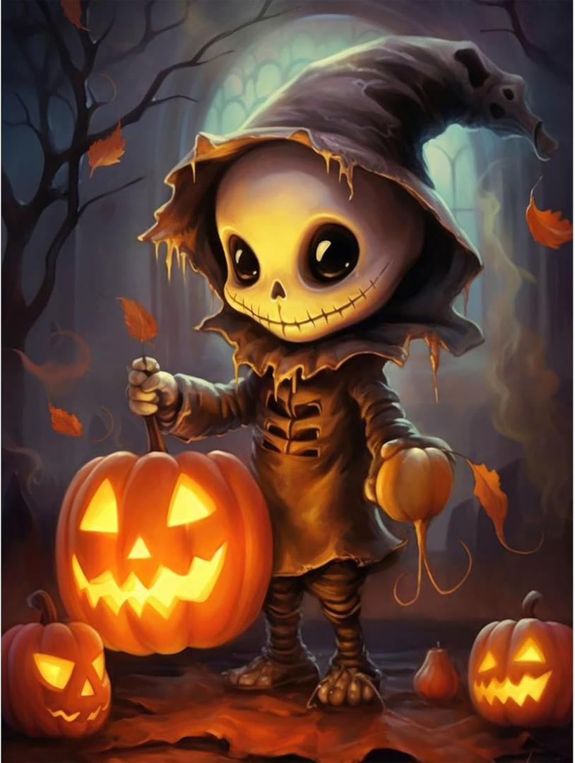 7 x Halloween Diamond Art Kits for Adults-Halloween 5D Diamond Painting, Gem Art for Adults, Horror Gem Painting Kits for Wall Home Decor Arts Craft 12x16inch (G4729)