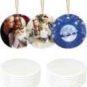 2 x Sublimation Ceramic Ornaments, Round Porcelain Discs, Bulk Blanks for DIY Heat Press, Personalized Xmas Tree Ornament, White (12, Round)