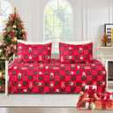 Jarson 3-Piece Christmas Daybed Cover Set,Twin Xmas Daybed Bedding Sets,Patchwork Daybed Comforter for New Year Bed Decor,Santa Snowman Holiday Daybed Bedding with Matching Shams,39"x75"(Red)