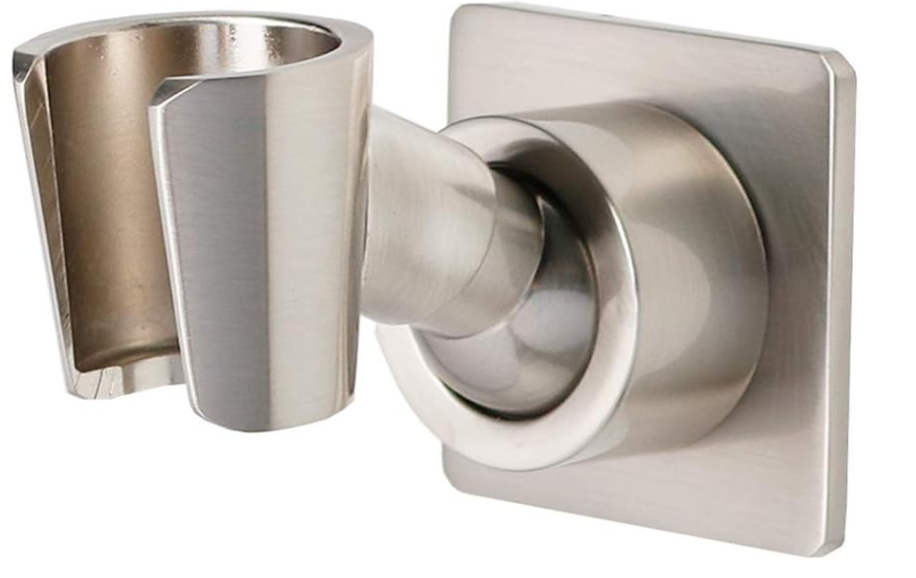 Shower Head Holder All Metal Handheld Shower Wand Bracket Adhesive Shower Wall Mount Holder Brass Shower Spray Holder Brushed Nickel, Drill Free Glue Installation