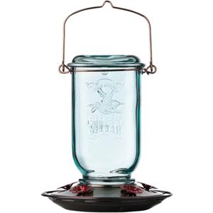 More Birds Mason Jar Hummingbird Feeder, Glass Hummingbird Feeders for Outdoors, 5 Feeding Stations, 25 Ounces (1.45 LBS)
