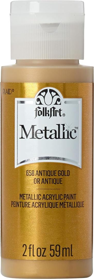 FolkArt K658 Paint Acrylic Metallic, 2 Fl Oz (Pack of 1), Antique Gold