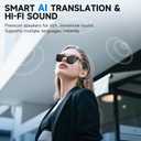 Ai Translator Smart Glasses with 144 Language Translation for Travel, Bluetooth Glasses with Built-in Speaker for Men and Women, Waterproof Sunglasses Music Playback & Hands-Free Calls, Black