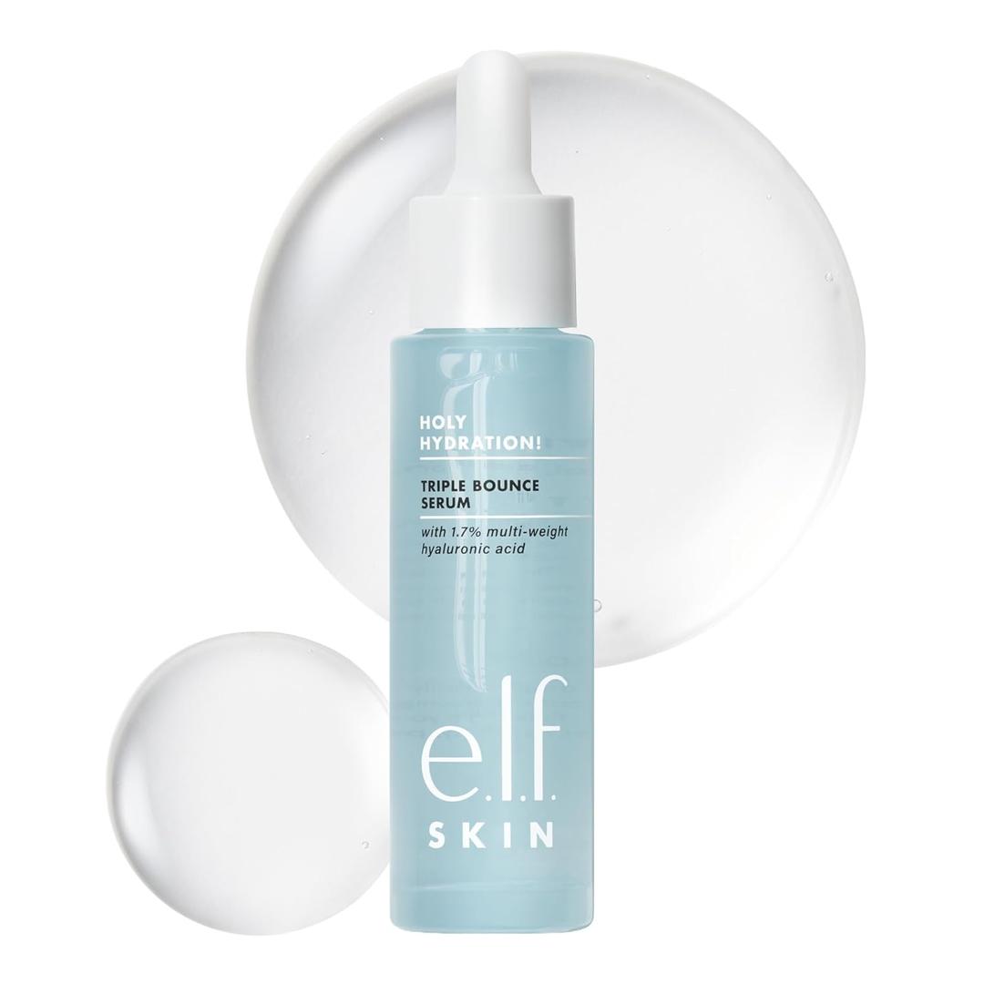 E.l.f. SKIN Holy Hydration! Triple Bounce Serum, 1.7% Hyaluronic Acid Serum For Plump, Bouncy Skin, Moisturizing & Hydrating, Vegan & Cruelty-Free