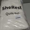 SheRest Full Quilt Bedding Set - Soft Breathable Bed Quilts, Modern Style Embossed Bedspreads, Lightweight Microfiber Reversible Coverlet for All Seasons, Cream, 3 Pieces (1 Quilt,2 Pillow Shams)