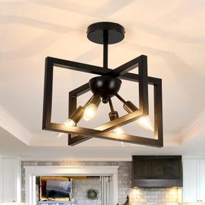 ZGLAOJT 4-Lights Ceiling Light Fixture Modern Black Semi Flush Mount Ceiling Lighting Matte Chandelier for Bedroom Kitchen Foyer Hallway Living Room Farmhouse