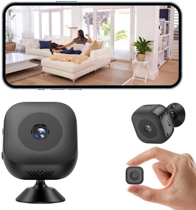 HD Mini Indoor Security Hidden Camera, for Indoor Securitywith App Control Motion Detection & Night Vision Wireless WiFi Rechargeable Pet Camera for Home/Office 24/7 Cycle Save Video Only