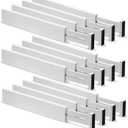Wesiti 12 Pieces White Bamboo Drawer Dividers Expandable Organization Separators Adjustable Drawer Dividers Dresser Organizer for Kitchen Bedroom(13''-17'')