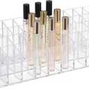 ELLDOO Rollerball Perfume Organizer, 44 Spaces Clear Acrylic Perfume Storage Holder Beauty Scent Holder, Essential Oil Storage Holder Organizer, Makeup Lipgloss Lipstick Display Case