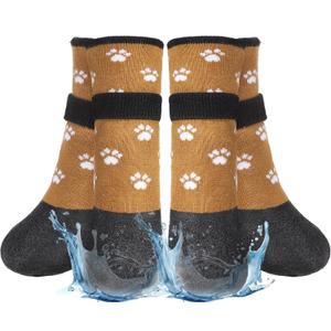 BEAUTYZOO Anti Slip Dog Socks Boots, Dog Shoes for Hot/Cold Pavement Snow Rain Days,Waterproof Grip Dog Booties Paw Protector for Hardwood Floor, Prevent Licking for Small Medium Large Senior Old Dogs, L