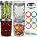 16 oz Wide Mouth Mason Jars with Lids, 4 Pack Food Grade Glass Canning Jars, BPA Free Airtight Reusable Dishwasher Safe for Food Storage, Canning, Pickling, Jam, Honey & DIY Decor