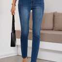 SHEWIN Women's Skinny Jeans Stretchy High Waisted Denim Jeggings Size 4-18 (Blue)