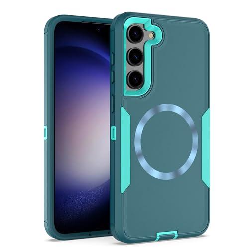 showdd Designed for Samsung Galaxy S23 Case,Magnetic,Double Drop Protection Heavy Duty,Compatible with MagSafe,Dustproof,No Fading, No Yellowing,for Men Women, Lake Blue
