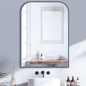 Bathroom Mirror, Wall Mirrors, Black Metal Framed Wall-Mounted Mirrors, Bathroom Vanity Mirror for Over Sink, Living Room, Bedroom, Entryway, 22x30 Inch, Black
