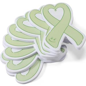 Teling 40 Pack Mental Health Awareness Items Sticky Notes Green Ribbon Self Stick Notepads for Office School Home Mental Health Month Party Supplies