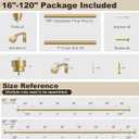 PORTRES Gold Heavy Duty Curtain Rods for Windows 66 to 120 Inches Adjustable Length 1" Diameter Brass Curtain Rod with Modern Decorative Finials for Outdoor Bedroom Kitchen Living Room