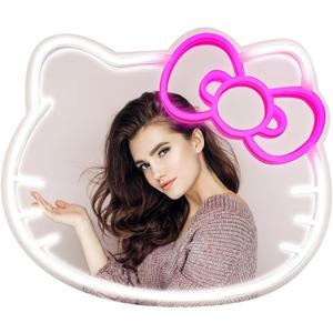 Anime Hello Kit Mirror with Light Neon Signs for Wall Decor, Dimmable for Teen Girl GiftMakeup Mirror neon Sign Room Decor (16.1 * 14 inch)