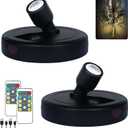 HAMVIDNE LED Spotlights, Rechargeable Battery Picture Lights, Uplighting Indoor, Spot Light with Remote, Plant & Wall Art Display Dartboard Closet Spotlight-Black (2 Pack)