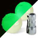 R&L Glow in The Dark Balls for Dog, Light Up Dog Fetch Toy Balls for Large and Small Dogs, Come with a 21 LED UV Flashlight for The Best Glowing Effect at The Night Pack of 2 - 2.5 inch