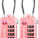 TSA Approved Luggage Locks | Inspection Indicator, 4-Digit Combination, Durable Zinc Alloy | for Suitcases, Backpacks, Travel Bags | Pink, 2-Pack