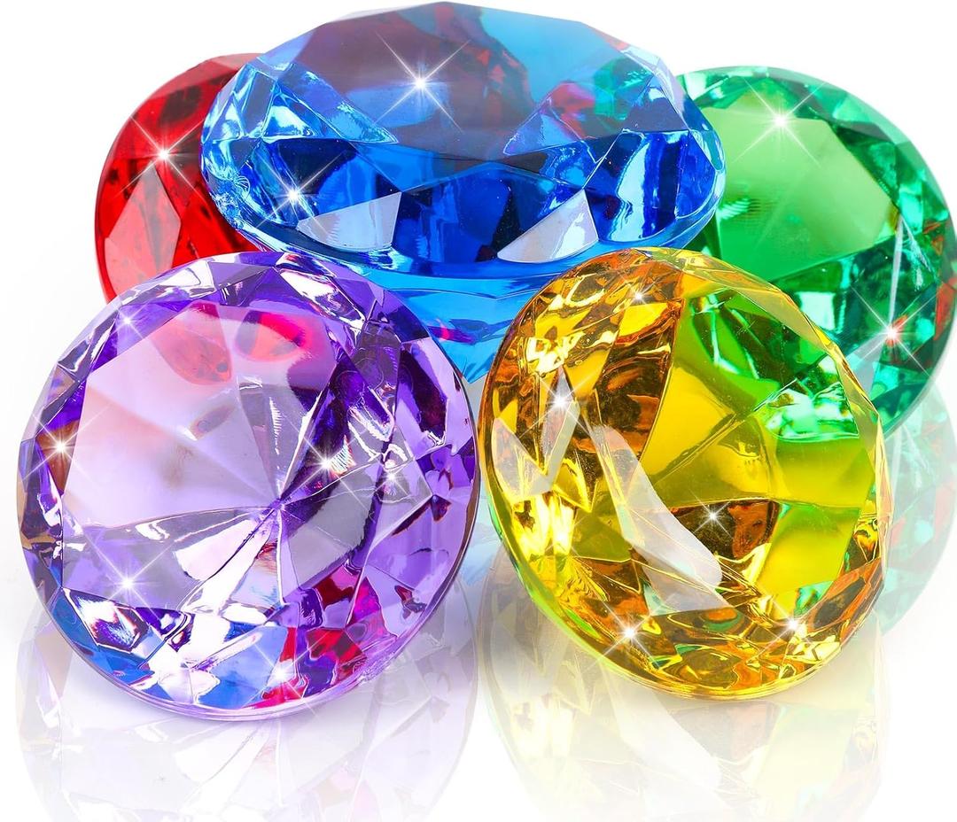 MARFOREVER Extra Large Diving Gem Pool Toys, 60MM Extra Big Diamond Colorful Pirate Treasure Diving Gems Huge Acrylic Diamond Pool Gems Set for Summer Swimming Party Favors Boys Girls Training Gifts